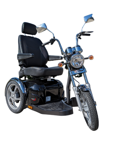 sportrider scootmobiel, stoere scootmobiel lijkt op een harley davidson motor